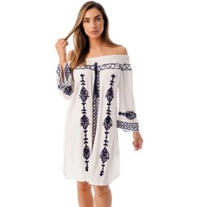 Riviera Sun Off Shoulder Solid Short Dress 21822-BW - 1 of 1