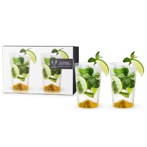 Viski Gold Accent Tumblers Set of 2 - Cocktail Glasses, Highball Glass Set - 14 oz - 1 of 4