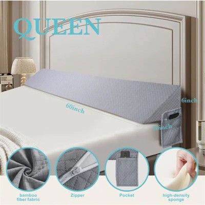 PAGED 193CM Bed Pillow, Wedge Pillow with Storage Pocket, Foam Filling and Removable Cover, Pillow for Bed and Reading