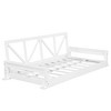 YOOCOZZ Acacia Wood Patio Modern Twin Size Swing Bed with 16.4ft Hemp Rope - 4 of 4