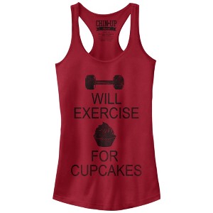 Juniors Womens CHIN UP Cupcake Racerback Tank Top - 1 of 3