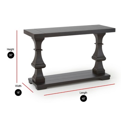 Dory Ebony Plank-Top Double Pedestal Sofa Table