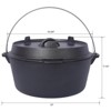 VisioGear Outdoor Dutch Ovens, 8 Quart Grill Cookware With Skillet Lid and Pot Rack for Camping Fireplace Cooking, Black, 13"*13"*7.5" - 3 of 4