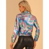 INSPIRE CHIC Women's Holographic Shiny Long Sleeve Metallic Zip Front Track Jacket - 4 of 4