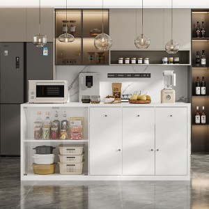 Famapy Large Kitchen Island with Storage Kitchen Cabinet: Sturdy Countertop, Ample Organizers – Modern Multifunctional Kitchen Counter - 1 of 4