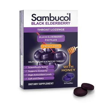 Sambucol Black Elderberry Throat Lozenges with Vitamin C, Zinc and Honey - 20ct
