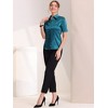 Allegra K Women's Casual Short Sleeve Satin Work Business Workwear Button Down Shirt - 4 of 4
