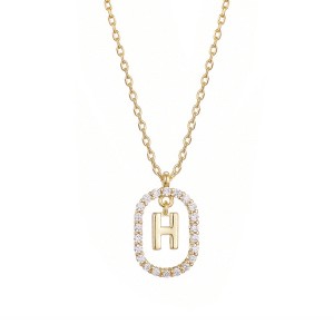 Adornia 14k Gold Plated Floating Letter CZ Frame Necklace - 1 of 2