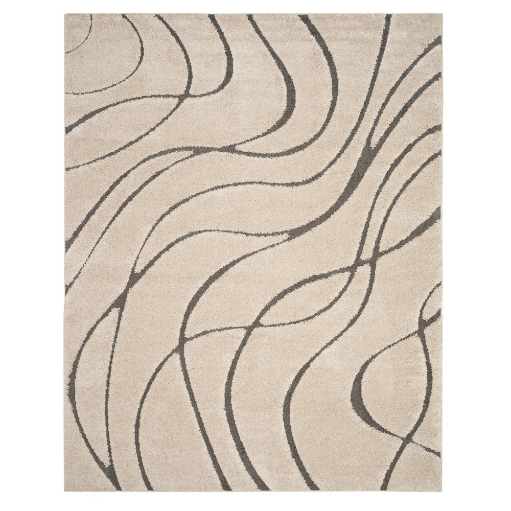 Cream/Gray Swirl Loomed Area Rug 8'6inx12'