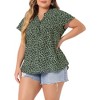 Agnes Orinda Women's Plus Size Floral Ruffle Trim V Neck Button Layered Sleeve Blouses - 2 of 4