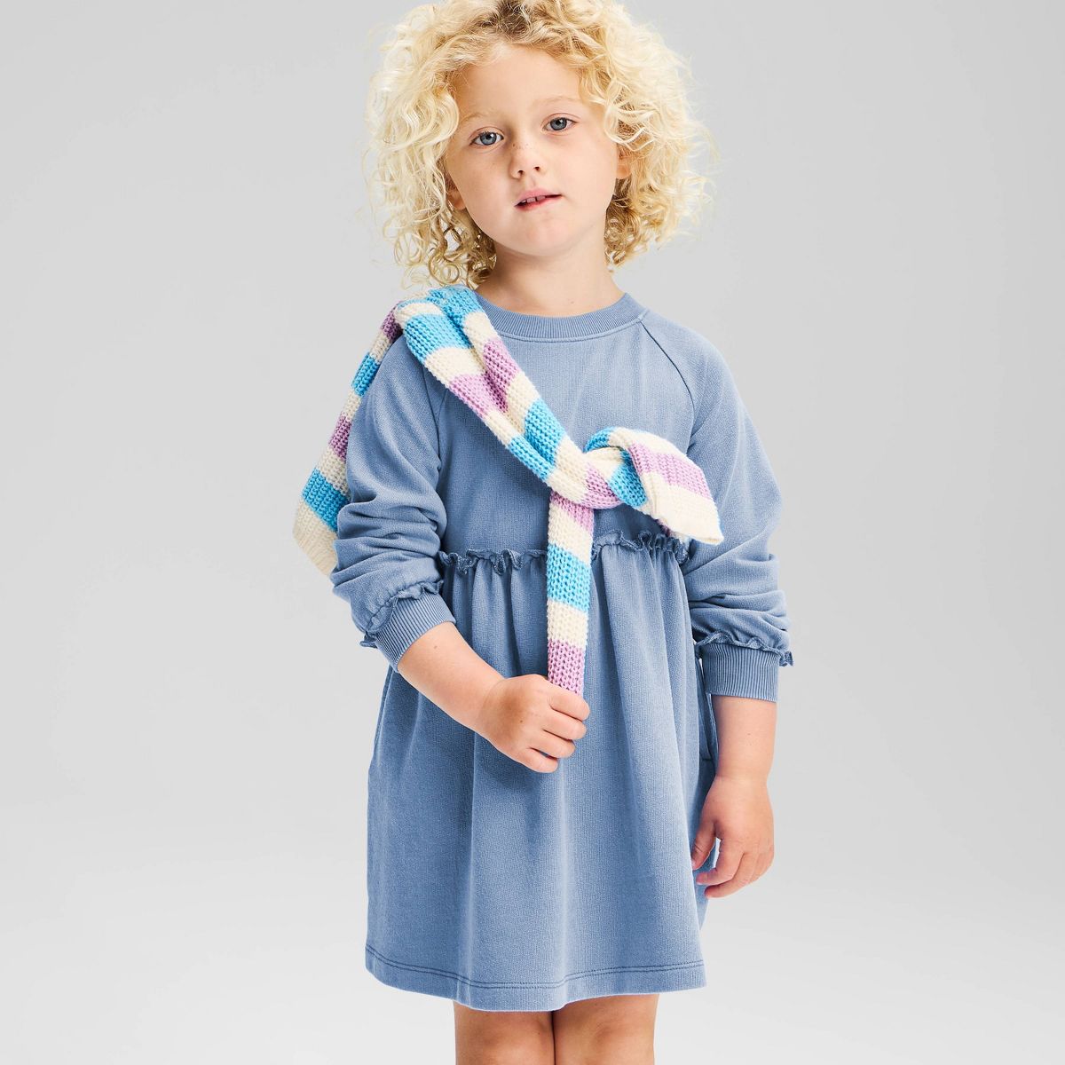 Toddler Girls' Solid French Terry Long Sleeve Dress - Cat & Jack™