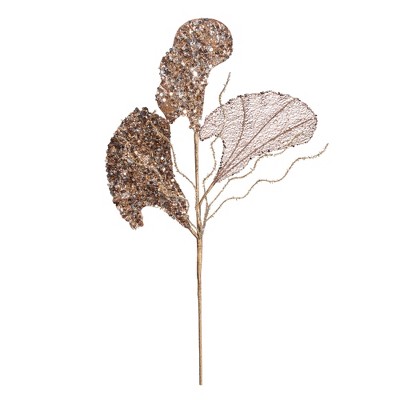 Vickerman Fiddle Leaf Glitter Aritificial Christmas Spray