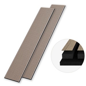 SMARTSTANDARD 105.9 in. x 20.47 in. x 0.9 in. Slat Wood Acoustic Sound Absorbing 3D Decorative Wall Paneling, 2-Pack - 1 of 4