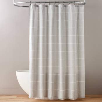 Organic Ticking Stripe Shower Curtain, Ecru/Graphite