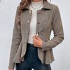 Women's Lapel Collar Jacquard Peplum Blazer, Double - Breasted Slim Fit Office Jacket - 2 of 4