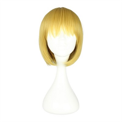 Unique Bargains Women's Bob Wigs 12" Gold Tone with Wig Cap