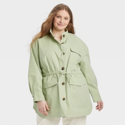 plus size green utility jacket