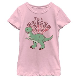 Girl's Toy Story Rex I'm A Hugger Hearts T-Shirt - 1 of 4