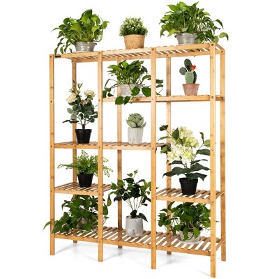 Multifunctional Bamboo Shelf Storage Organizer Rack Plant Stand Display Closet