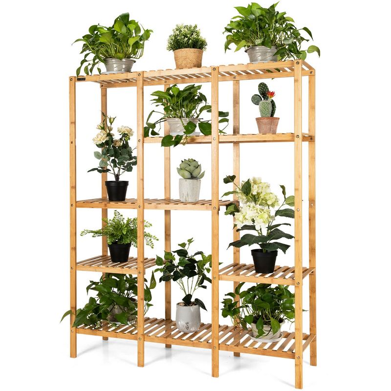 Multifunctional Bamboo Shelf Storage Organizer Rack Plant Stand Display Closet, 1 of 11