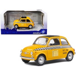 1965 Fiat 500 L Yellow "NYC Taxi" New York City 1/18 Diecast Model Car by Solido - 1 of 4