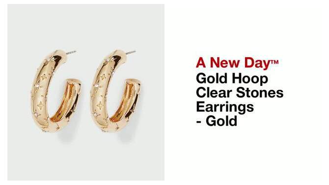 Gold Hoop Clear Stones Earrings - A New Day&#8482; Gold, 2 of 5, play video