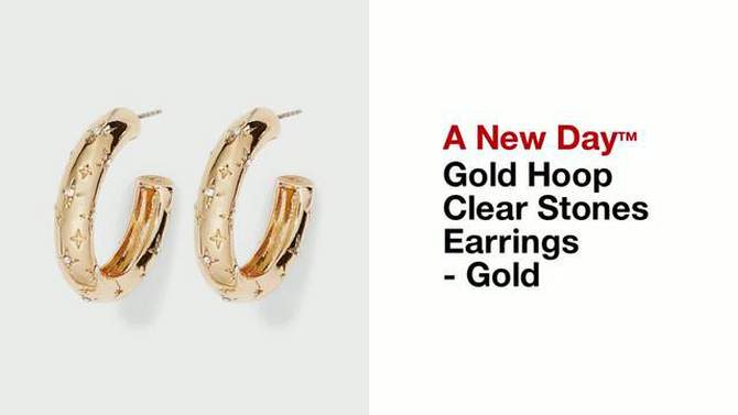 Gold Hoop Clear Stones Earrings - A New Day&#8482; Gold, 2 of 5, play video