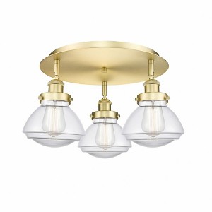 Olean - 3 Light Flush Mount In Art Deco Style-8 Inches Tall and 18.25 Inches Wide - 1 of 1