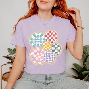 Simply Sage Market S.W.Smiley Rainbow Checkered Garment Dyed Tee - 1 of 4