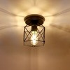 DORESshop 6 in. 1-Light Black Industrial Semi-Flush Mount Ceiling Light with Metal Cage Shade for Porch Hallway - 4 of 4