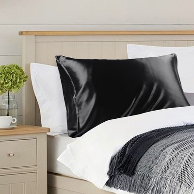 1 Pc Queen 100% Natural Silk Envelope Closure Pillowcase Black - PiccoCasa