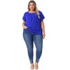 Agnes Orinda Women's Plus Size Elegant Pleated Petal Tulip Short Sleeve Office Work Summer Blouses - 3 of 4