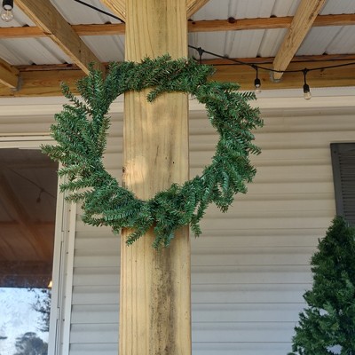 16" Green Pine Artificial Christmas Wreath with Metal Frame
