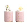 FONTOI 2PCS Upholstered Nightstand with Drawers, Round Bedside Table with Handles, Fully Assembled Except Handles, Pink, 15.75"*20.67"*15.75" - 4 of 4