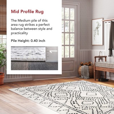 Reversible Easy-Care Moroccan Trellis Gray 3' x 5' Area Rug