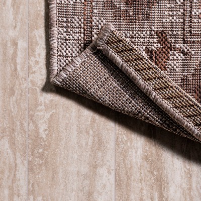 Ivory and Brown Medallion 8' x 10' Synthetic Rug
