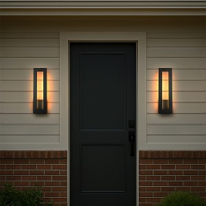 ALOADECOR H20'' Modern Outdoor Integrated LED Wall Light Matte Black  Sconce with Frosted Acrylic Shade Up/Down Wall for Garage  (2 Pack) - 1 of 4