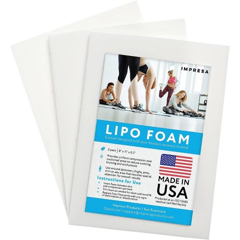 Impresa - 3 Pack Lipo Foam Pads - Post Surgery Compression Garments for  Liposuction, Tummy Tucks, and C-sections (8 x 11 x 0.5 Inches)