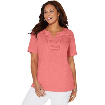 Catherines Women's Plus Size Touch Of Lace Tee