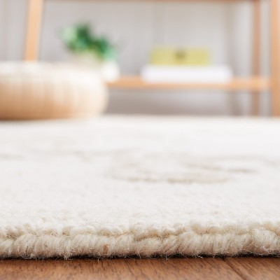 Ivory and Beige Floral Hand-Tufted Wool Area Rug 3' x 5'