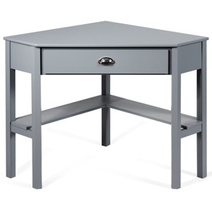 Tangkula Corner Computer Desk Table Wood Workstation Gray - 1 of 4