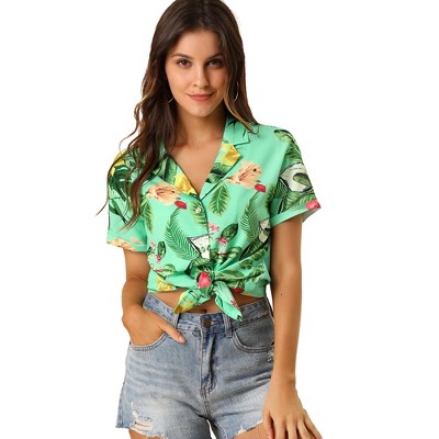 Chemise Hawaïenne Fritzi - Taille S, Motif Floral Vert Et Rouge, Manches Courtes En Coton, Occasion