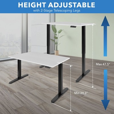 Adjustable Height Dual Motor Electric Standing Desk with Black Base and White Top