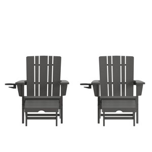 Merrick Lane HDPE Adirondack Chair with Cup Holder and Pull Out Ottoman, All-Weather HDPE Indoor/Outdoor Lounge Chair - 1 of 4