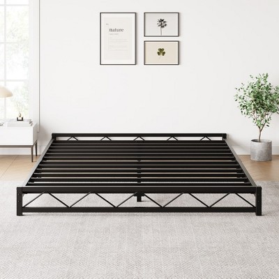 Whizmax 6 Inch Full Size Metal Platform Bed Frame with Wavy Pattern, Steel Slats Support and Mattress Foundation, Easy Assembly, Black