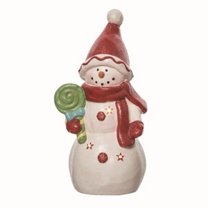 Transpac Resin 18.75 in. Multicolor Christmas Light Up Round Snowman Decor - 1 of 2