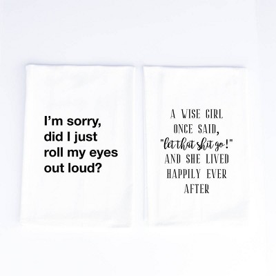 2pk Cotton Roll My Eyes Kitchen Towels - Wildwood Landing