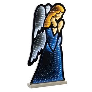 Angel Infinity Light Display 24.5"H Blue & White LED Angel Silhouette – Festive Acrylic Holiday Centerpiece by Melrose - 1 of 4