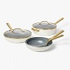 12pc Nonstick Ceramic Coated Aluminum Cookware Set with Champagne Handle - Figmint™ - 3 of 4
