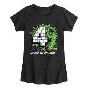 Girls' - Marvel - Hulk Incredible Birthday 4 Fitted Short Sleeve Graphic T-Shirt - 1 of 4